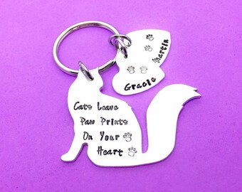 Cat Keyring, Cat Lover, Cat Gift, Cat Lover Gift, Hand Stamped, Personalised, Personalised Gift, Hand Stamped Keyring, Keychain, Cats, Cat,