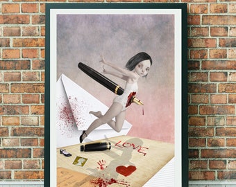 Big Eyed Girl | Pop Surrealism Art | Big Eyes Art | Big Eye Art | A3 Art Print | Written In Blood