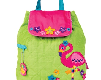 FLAMINGO, Stephen Joseph Quilted Backpack, Personalized Diaper Bag, Toddler Backpack, Kids Backpack. FREE Personalization.