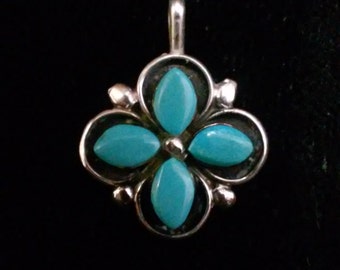 Zuni T&NN Sterling Silver And Turquoise Pendant