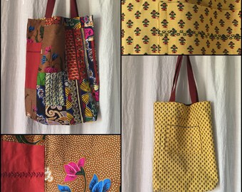 Tote bag - the Accommodant - Reversible - machine washable - Upcycling - Provence and wax