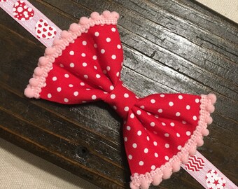 Valentine's Day heart pom pom headband