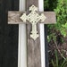 Rustic Cross Wood and Iron Cross Wall Decor Farmhouse Style Home Decor White Iron Cross