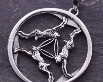 Three Hares Silver Pendant