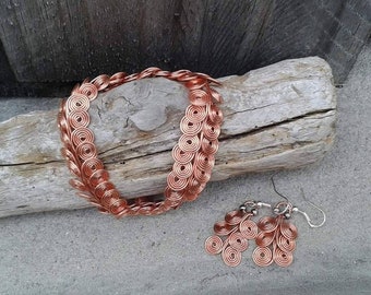 Egyptian coil bracelet and Earrings set