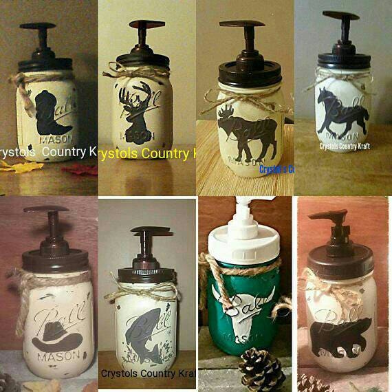 Rustic Soap dispensers distressed mason jars western