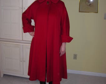 40's Lilli Ann coat, swing coat, gorgeous lipstick red,cuff sleeves,stitched lined front and back,so 40's!