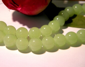 9 beads glass 12 mm - smooth and glossy - way-jade green water - Pearl glass 12 mm - 7 K89