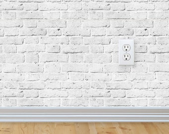 White Brick Wallpaper Aged Vintage Look Self Adhesive Fabric Wallpaper Peel and Stick Wallpaper Custom Wall paper White Brick Wallpaper