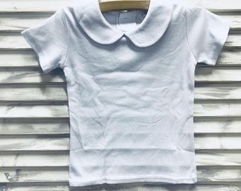 Unisex Short Sleeve Peter Pan Collar Top