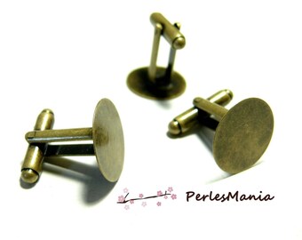 10 blank cufflinks tray smooth 16mm antique Bronze