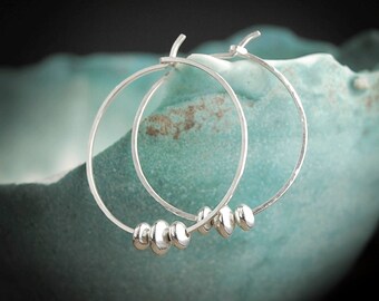 Silver Hammered Hoop Earrings, Hammered Silver Hoops, Sterling Silver Hoop Earrings Hoops Silver,Hammered Silver Earrings, Sterling Hoops