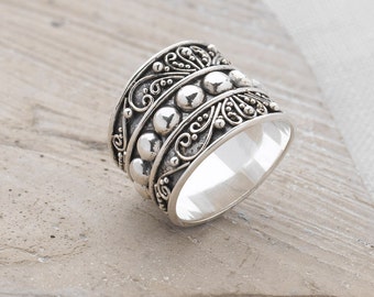 Handmade, Sterling Silver 925 Oxidised Statement Ring