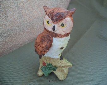 Owl figurine, Owl knick knack , Brown and white Owl, Owl statue , Housewarming gift , Ceramic figurine