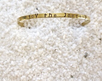 Hand Stamped Skinny Brass Cuff