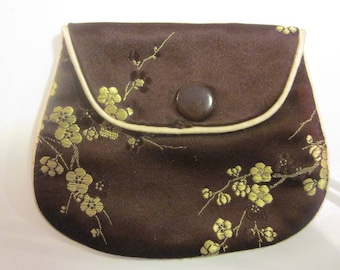 Faux Embroidered Oriental-Themed Silk Change Purse