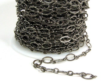 Etched Oval Chain - Gunmetal - CH21 - Choose Your Length