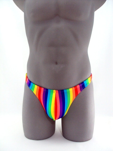 mens rainbow thong