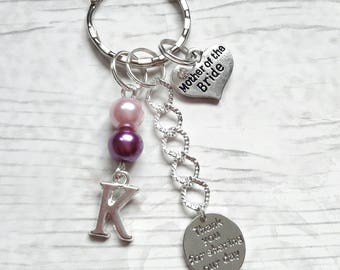 thankyou keyring, bridesmaid keychain, flowergirl bag charm, wedding favor, gifts for wedding guests, personalised keyring,
