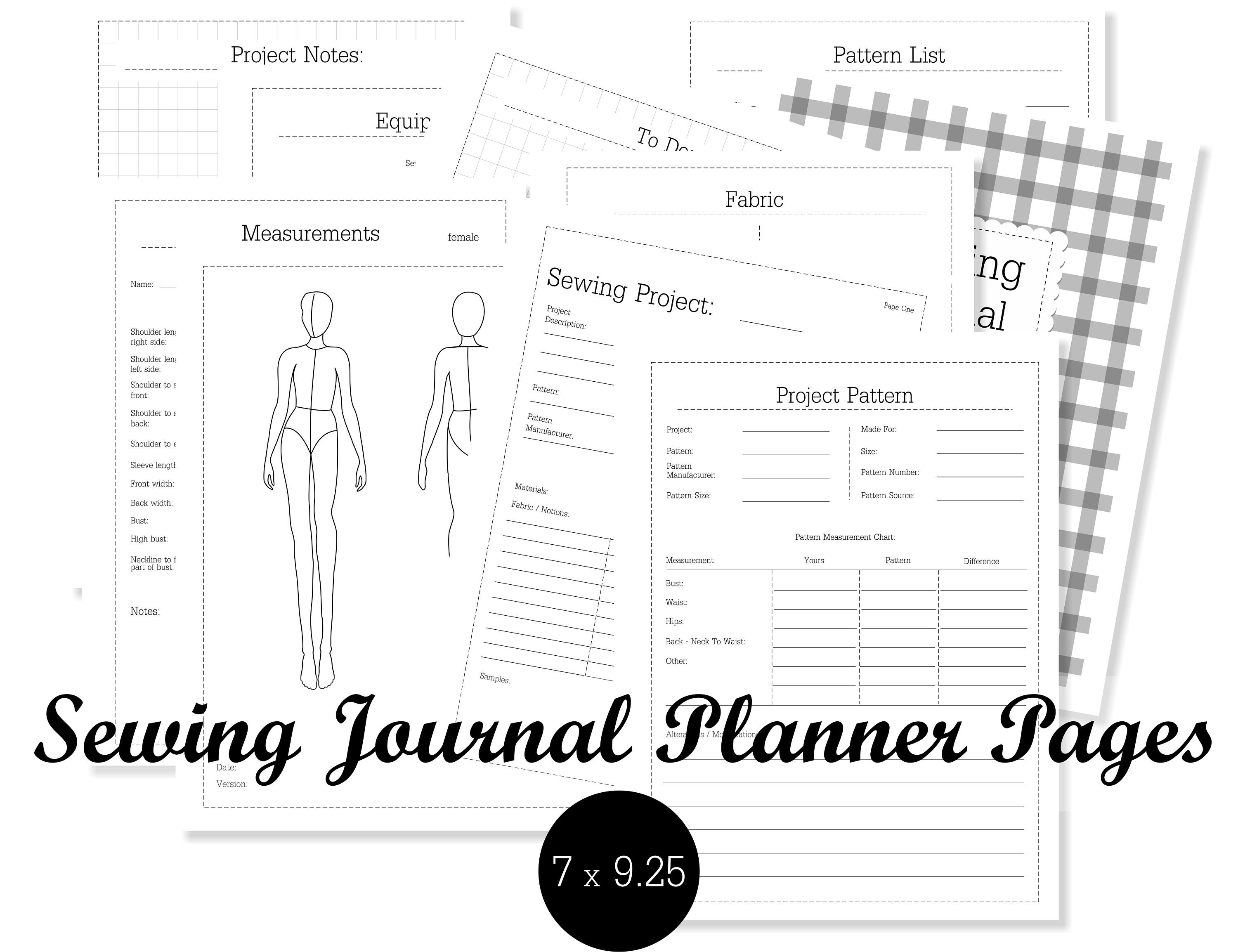 Sewing Journal Planner Pages Sewing Disc bound Planner