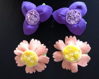 Flower Hair Clips, Flower Hair Clip, Felt Hair Clips, Floral Clip