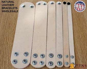 Plain Leather Bracelets Wholesale -Tooling Leather Bracelets with Snaps - Natural Plain Leather Bracelets for Tooling -Great for Youth Group