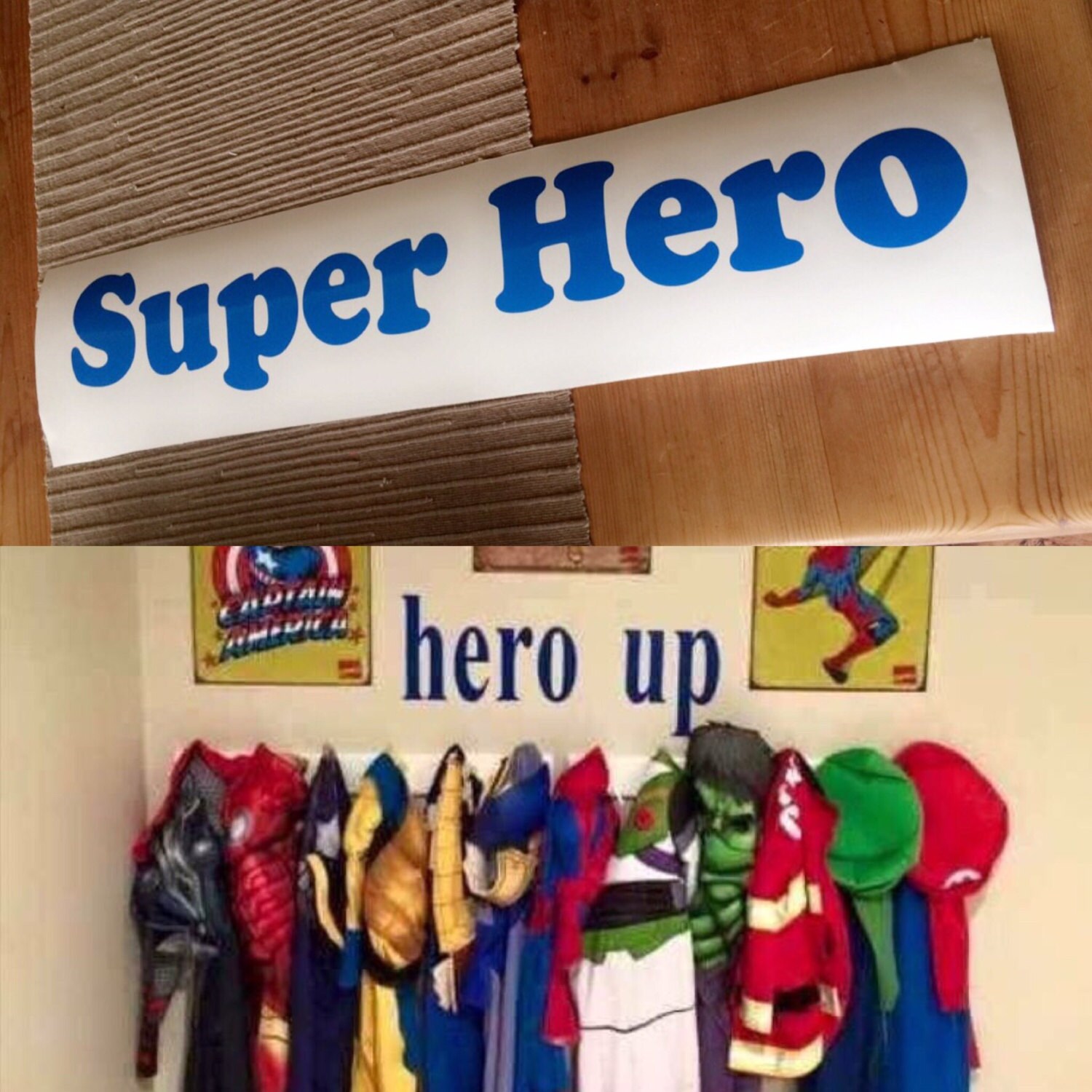Super Hero/Hero Up Wall Art Sticker Sign for Boys Fancy Dress