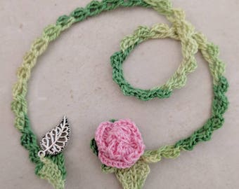 Bookmark Crochet Pink Rose Bookmark