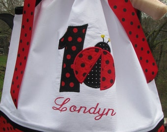 red polka dot ladybug pillowcase dress, 1st birthday dress, ladybug birthday dress,red ladybug birthday dress, 2nd birthday