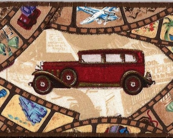 Travelin in slow motion fabric postcard, ROAD TRIP Fabric Postcard