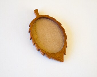 Leaf blank setting hardwood finished - Hancrafted by ArtBASE - Mahogany and Maple - 32 x 45 mm cavity - (D1-MMp)