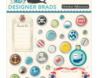 October Afternoon Treasure Map Designer Brads - Decorative Brads