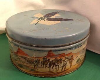 Metal cookie tin Texas fruitcake