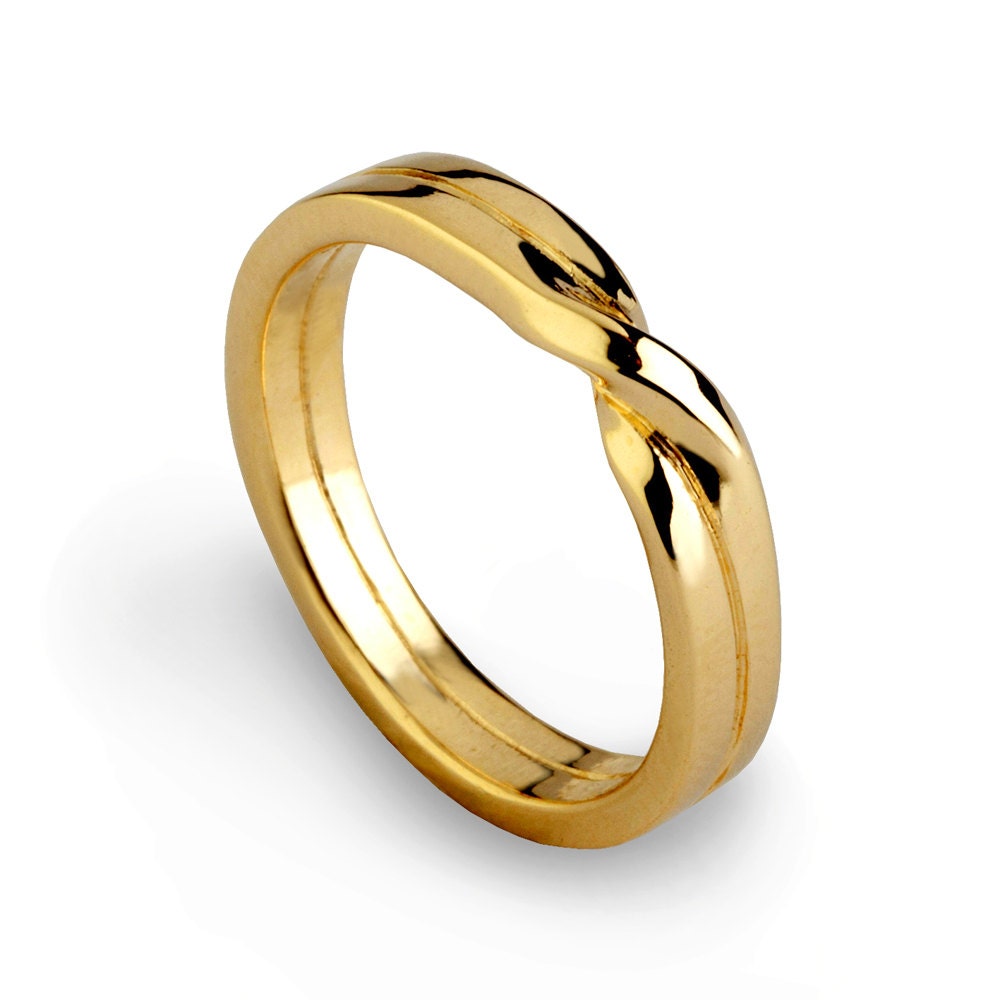 LOVE KNOT Ring Gold Wedding Band Unique Mens Wedding Band