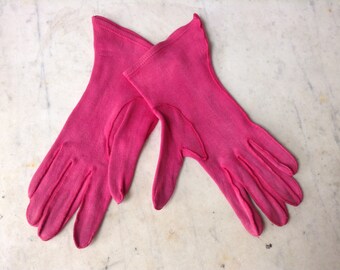 Retro Pink Ladies Gloves Size Small