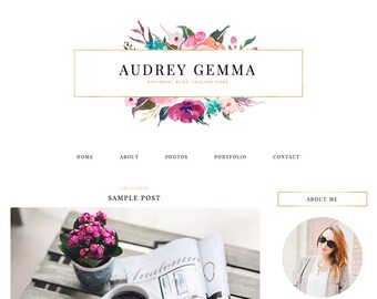 Blogger Template, Blog Template, Blog Design - "Audrey | by Anna" Instant Digital Download