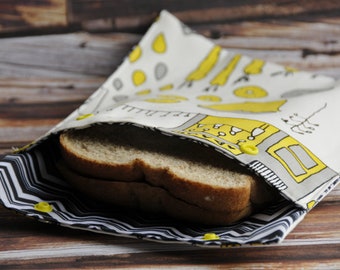 Bag reusable washable, reusable snack bag, bag reusable Sandwich snack bag, lunch bag, waterproof, washable, yellow