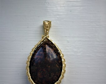 handmade red jasper weaved pendant