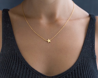Star Necklace - Gold Star Necklace - Little Star with 14k Gold Filled - Dainty Necklace - Minimal Necklace - Charm Necklace - 925 Silver