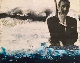 Original Artwork-mixed media encaustic- James, James Bond