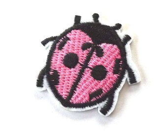 Pink Ladybird Iron on Patch, Pink Ladybug Patch, Ladybird Appliqué, Insect Patch, Patch for Bags - H986
