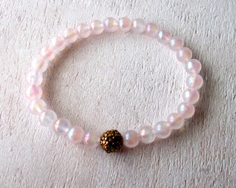 Rose Aura Quartz Bracelet, Pink Quartz Crystal Healing Bracelet, Healing Jewelry - Rose Aura Quartz, Unconditional Love