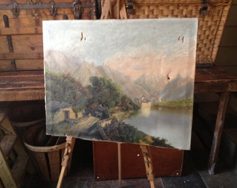 Wooden Painting Easel, French Artist Supply, Portable Folding Easel Antique Vintage Leather