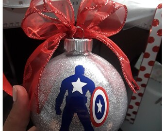 Superhero Ornament; Captain America Ornament;Batman Ornament; Wonder Woman Ornament; Ironman Ornament; Spiderman Ornament; Personalized;