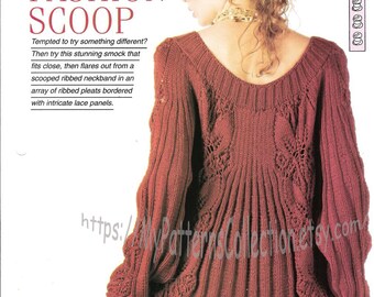 Knitting pattern - Woman's "Fashion Scoop" smock sweater jumper dress tunic - Instant download