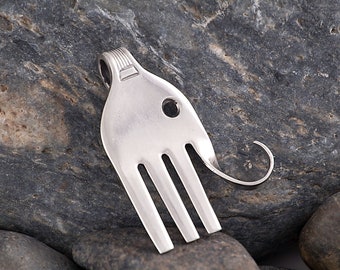 Silverware Fork Elephant Pendant SP045