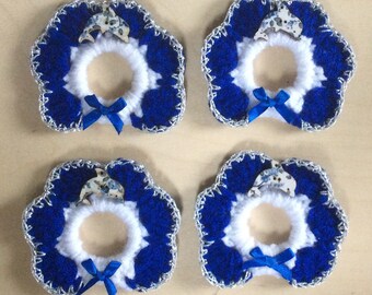 DOLPHIN hand crochet set of 4 napkin rings.