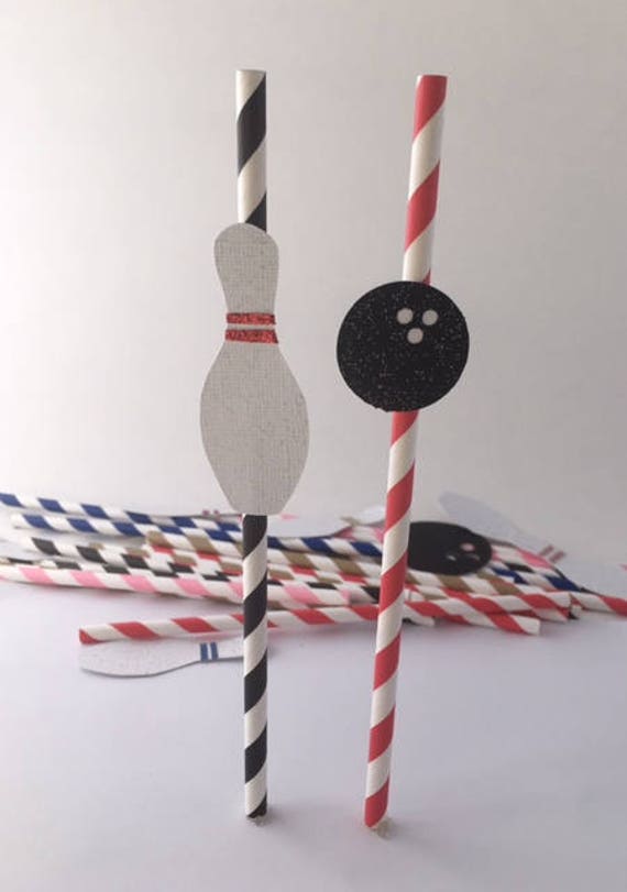 Bowling Ball Bowling Pin Paper Straws Bowling Party Supplies