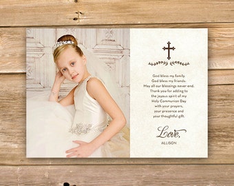 Communion Thank you card, First Holy Communion thank you, religious, cross, thank you