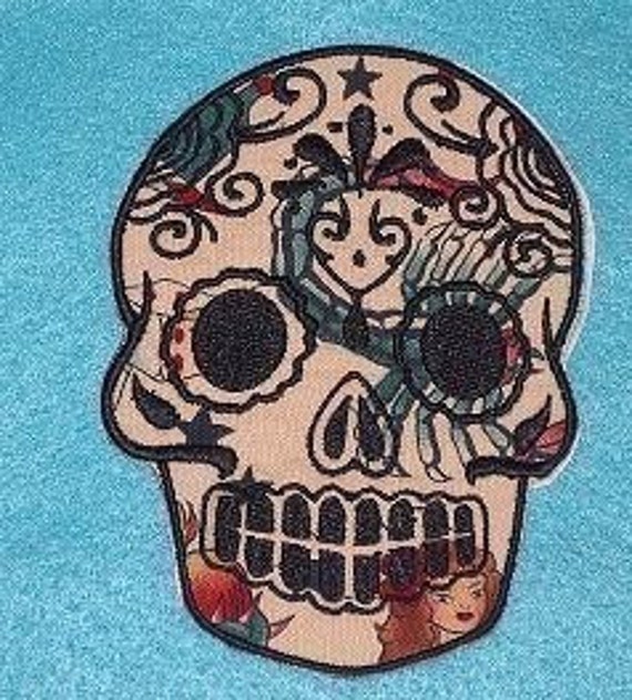 Day of the Dead, Sugar Skull EMBROIDERED patch 3